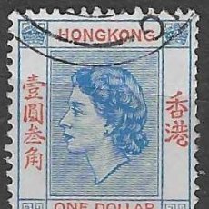 Francobolli: HONG KONG 1954 - ISABEL II, 1.30$ AZUL MARINO/ROJO - USADO