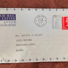 Sellos: D)1975, HONG KONG, LETTER SENT TO U.S.A, AIR MAIL, WITH QUEEN ELIZABETH II STAMPS, XF