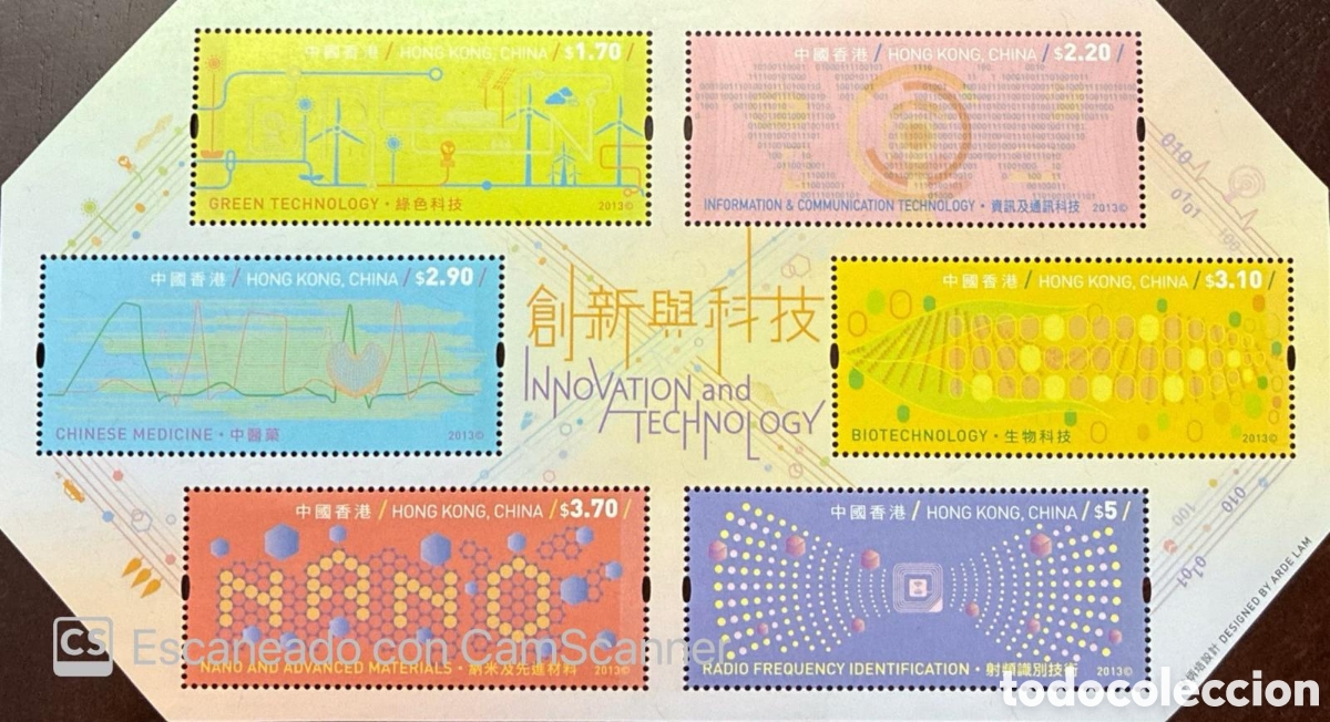 Sellos: CA)Hong Kong, China, 2013, Innovation and Technology / Commemorative issue. Stamp sheet