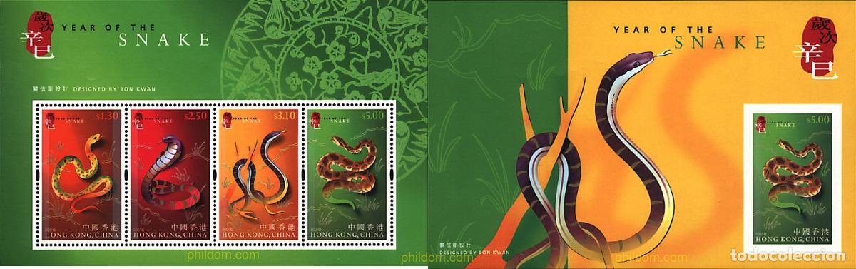 Sellos: 65891 MNH HONG KONG 2001 A&Ntilde;O LUNAR CHINO - A&Ntilde;O DE LA SERPIENTE