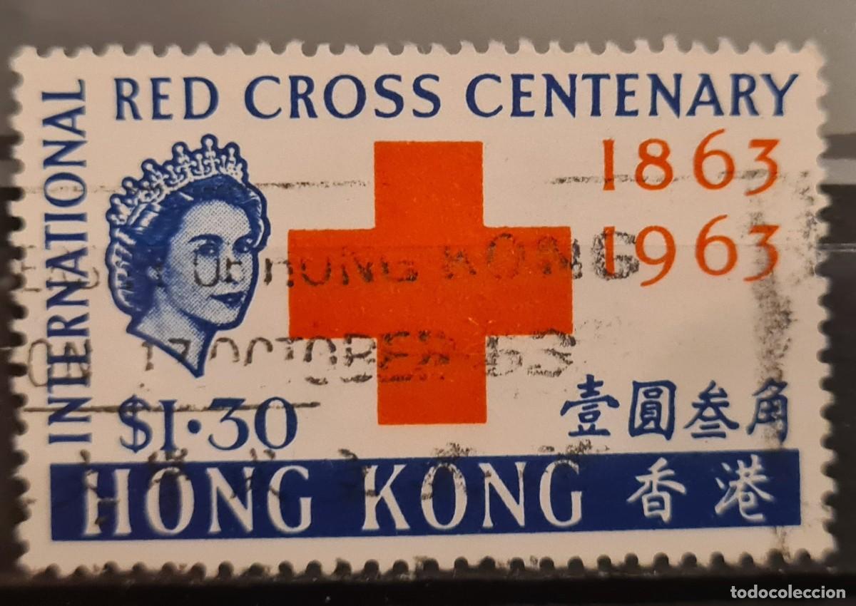 Sellos: Sello usado de Hong Kong 1963: Centenario de la Cruz Roja Internacional