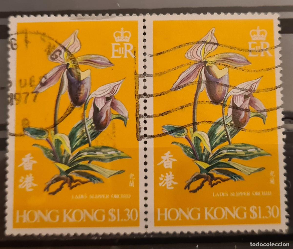 Sellos: Sello usado de Hong Kong 1977: orqu&iacute;deas