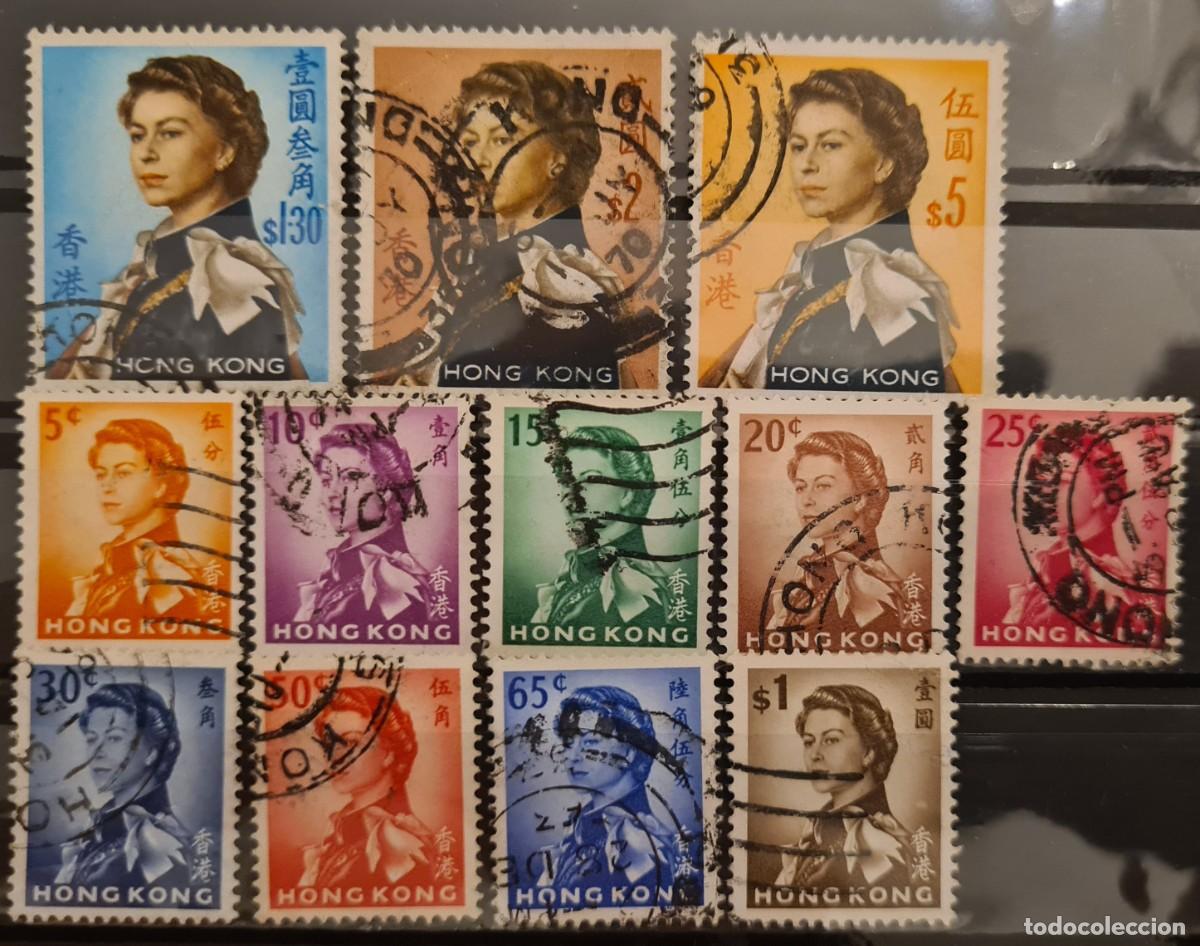 Timbres: Serie de sellos usados de Hong Kong 1962-67: Isabel II