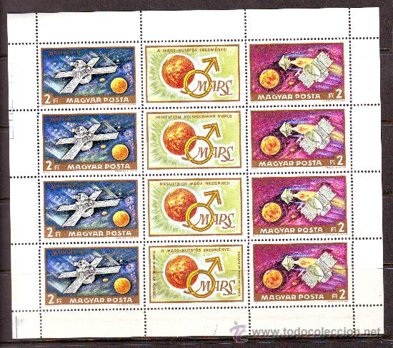 Sellos: HUNGRIA***.A&Ntilde;O 1972.MINIPLIEGO NR.161.SELLOS NUEVOS CON VI&Ntilde;ETA.VIAJE A MARTE.ESPACIO.PLANETAS.