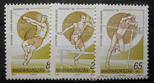 Sellos: HUNGRIA 1998 - CAMPEONATO DE EUROPA DE ATLETISMO -YVERT N&ordm; 3638-3640
