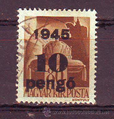 Sellos: HUNGRIA.A&Ntilde;O 1945.ANTIGUO VALOR USADO SOBRECARGADO.