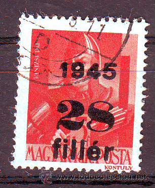 Sellos: HUNGRIA.A&Ntilde;O 1945.ANTIGUO VALOR USADO SOBRECARGADO.