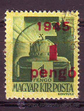 Sellos: HUNGRIA.A&Ntilde;O 1945.ANTIGUO VALOR USADO SOBRECARGADO.