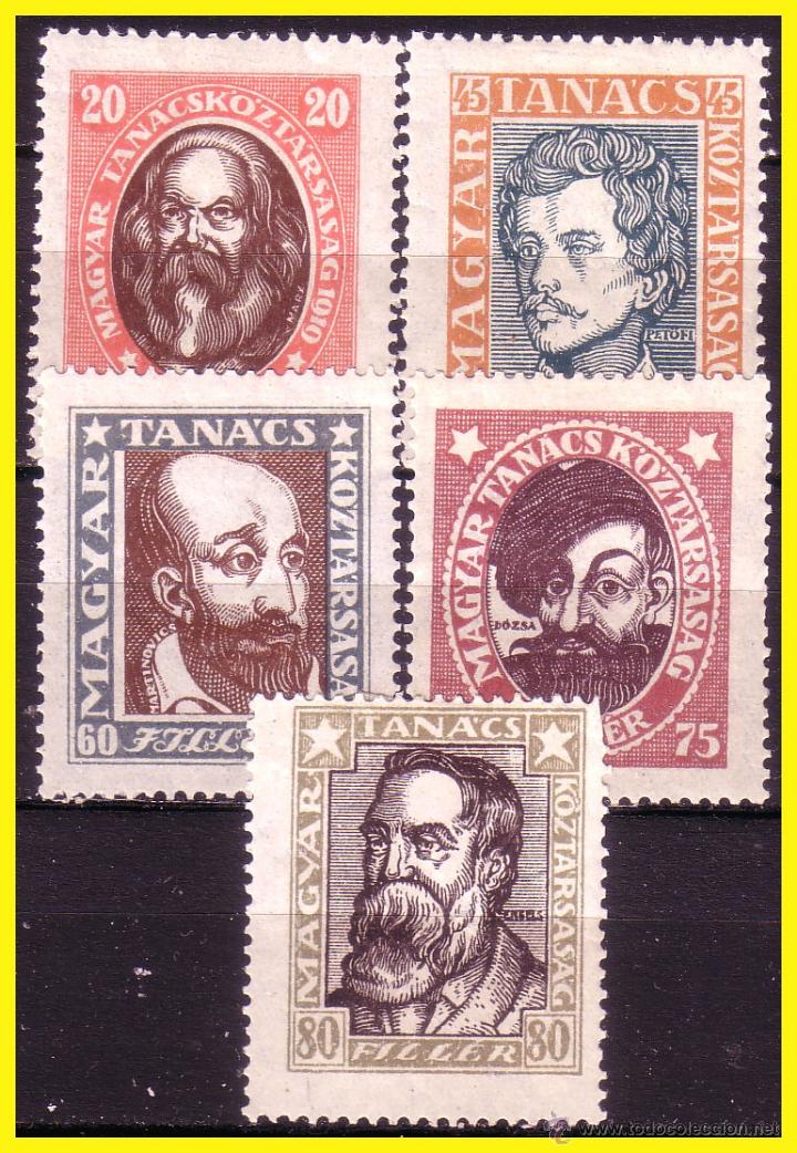 Sellos: HUNGR&Iacute;A 1919 IVERT n&ordm; 240 a 244 * completa