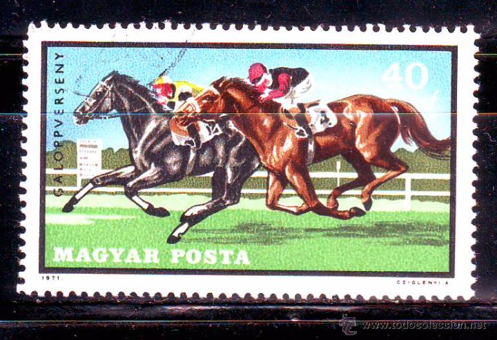 Sellos: HUNGRIA.A&Ntilde;O 1971.DEPORTES.CARRERA CABALLOS.VALOR USADO.