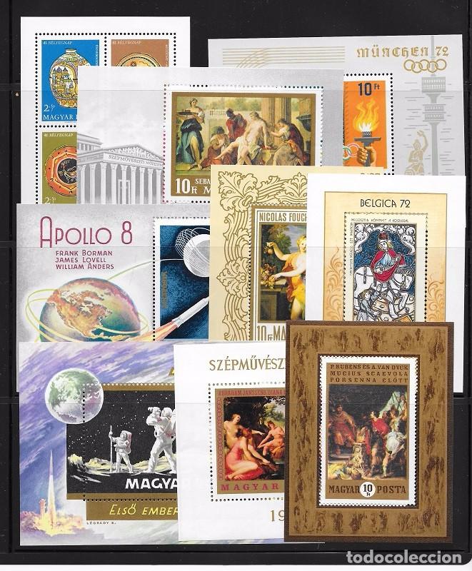 Sellos: HUNGR&Iacute;A. LOTE DE 9 HOJAS BLOQUE - Foto 1
