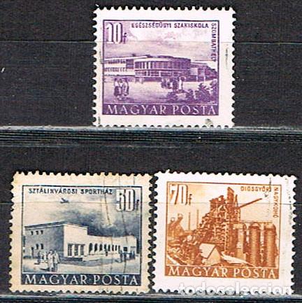 Sellos: Hungria 1343/5, Edificios, usado serie completa a&ntilde;o 1953 - Foto 1