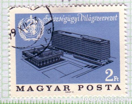 Sellos: Hungr&iacute;a. Edificio OMS. 1966. YT-1827. Usado - Foto 1