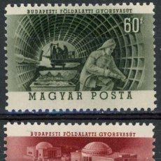 Sellos: HUNGRIA 1953 IVERT 1068/9 ** 5º ANIVERSARIO DE LA CONSTRUCCIÓN DEL METRO DE BUDAPEST