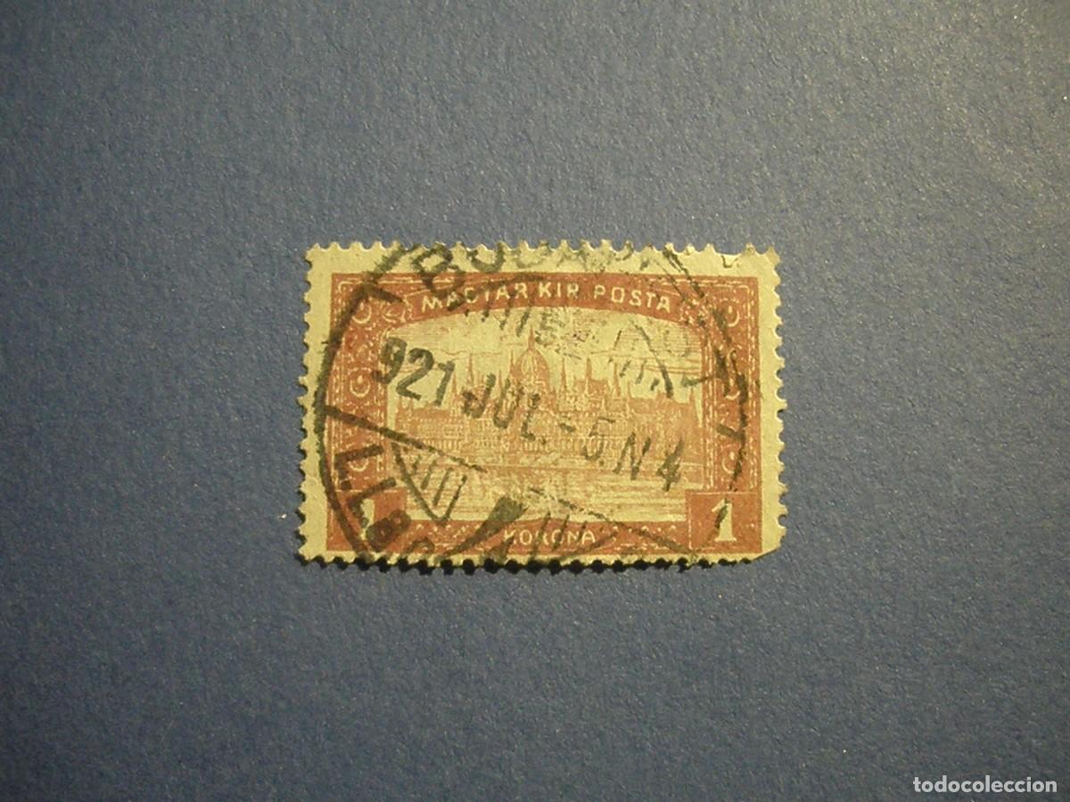 Sellos: HUNGRIA 1917 - EDIFICIOS - EL PARLAMENTO - 50 FILLER. - Foto 1