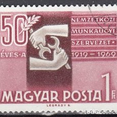 Sellos: HUNGRIA 1969 - YVERT 2042 º USADO - 50 ANIVERSARIO DE LA ORGANIZACIÓN INTERNACIONAL DEL TRABAJO