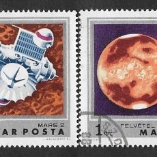 Sellos: 1974 HUNGARY SPACE CUT SERIES, MARS EXPLORATION, 2 USED STAMPS