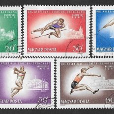 Sellos: SD)1966 HUNGARY SHORT SPORTS SERIES, EUROPEAN ATHLETICS CHAMPIONSHIPS - BUDAPEST, 5 USED STAMPS