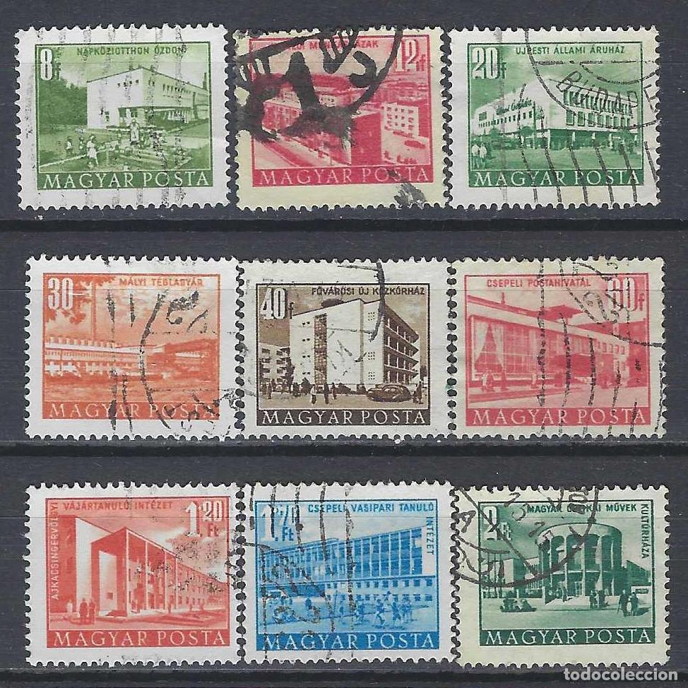 Sellos: HUNGR&Iacute;A 1953 - EDIFICIOS,S. COMPLETA - USADOS - Foto 1