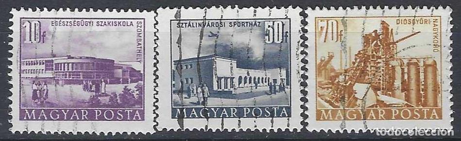 Sellos: HUNGR&Iacute;A 1953 - EDIFICIOS,S. COMPLETA - USADOS - Foto 1