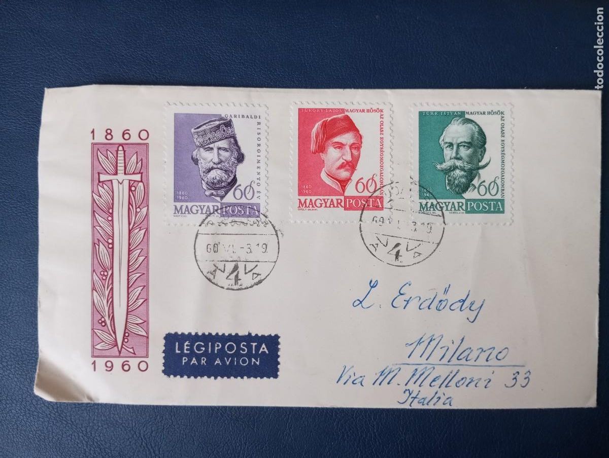Sellos: HUNGR&Iacute;A 1960, SPD , PERSONAJES ILUSTRES, CORREO AEREO