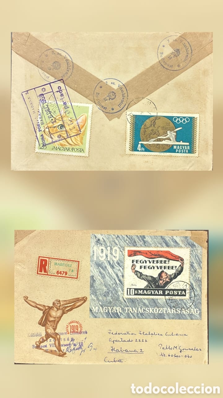 Sellos: CA)Hungr&iacute;a circa1980s&ndash;1990sHistoria postal / Correspondencia internacional vintage Hungarian postal