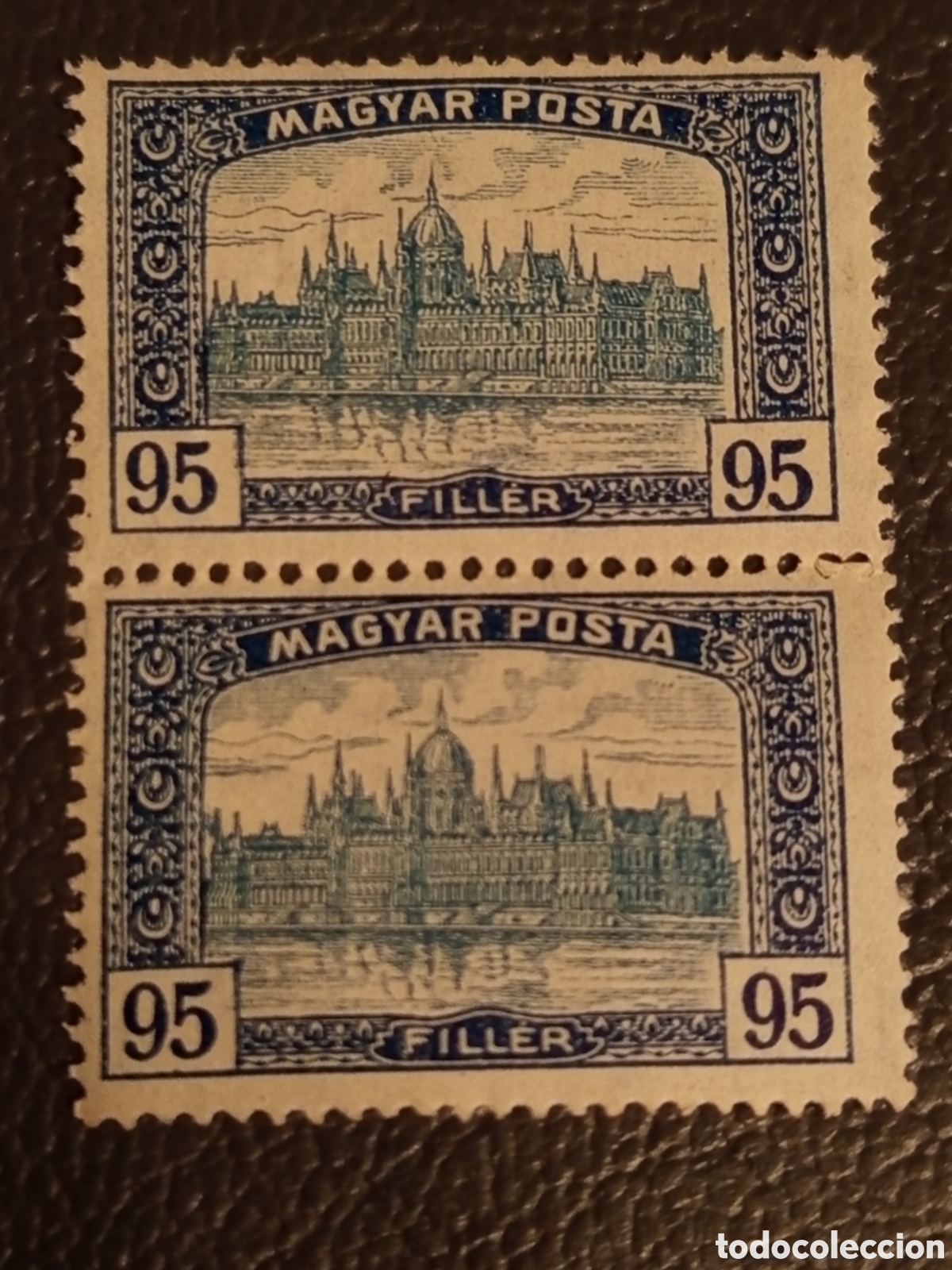 Sellos: Hungr&iacute;a 1919 - Parlamento Budapest - 95f Azul - MNH - Cat&aacute;logo Scott #189 (Pareja