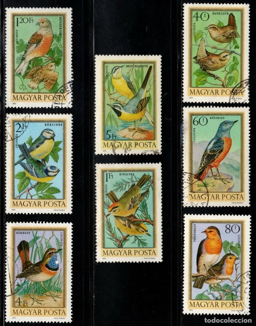 Sellos: HUNGRIA 1973 SERIE 8 STAMPS USED MNH FAUNA AVES BIRDS PAJAROS OISEAUX UCCELLI PASSAROS VOGELS