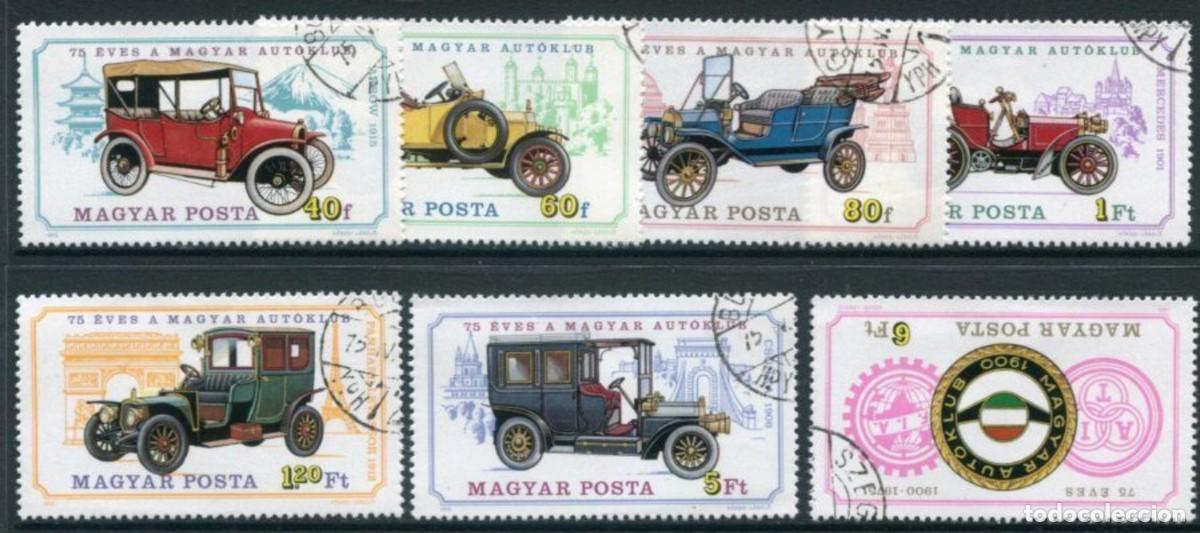 Sellos: HUNGRIA 1975 SERIE 7 STAMPS USED MNH ANIVERSARIO DEL AUTOCLUB COCHES ANTIGUOS VINTAGE CARS AUTOS
