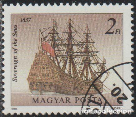 Sellos: Hungria 1988 Scott 3130 Sello * Barcos Veleros Soberana de los mares (1637) Michel 3968A Yvert 3168