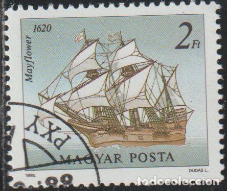 Sellos: Hungria 1988 Scott 3132 Sello * Barcos Veleros Mayflower (1620) Michel 3967A Yvert 3167 Magyar Posta