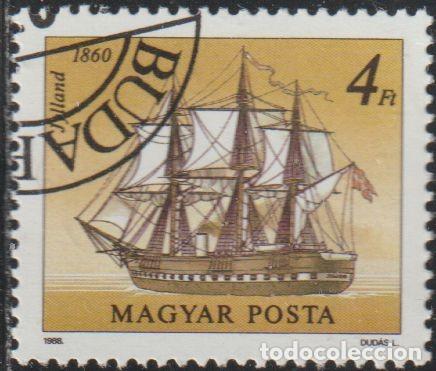 Sellos: Hungria 1988 Scott 3133 Sello * Barcos Veleros Jylland (1492) Michel 3969A Yvert 3169 Magyar Posta