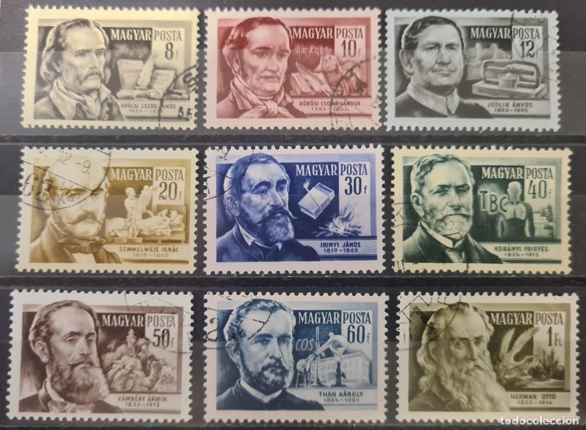 Francobolli: Serie de sellos usados de Hungr&iacute;a 1954: Celebridades diversas