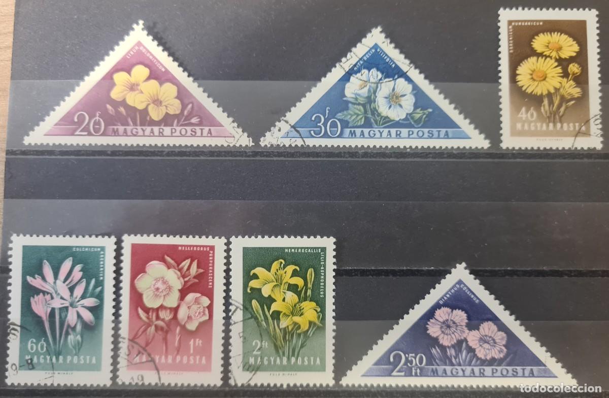 Briefmarken: Serie de sellos usados de Hungr&iacute;a 1958: flores diversas
