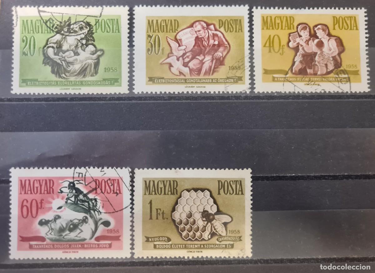 Briefmarken: Serie de sellos usados de Hungr&iacute;a 1958: propaganda por la seguridad y los ahorros