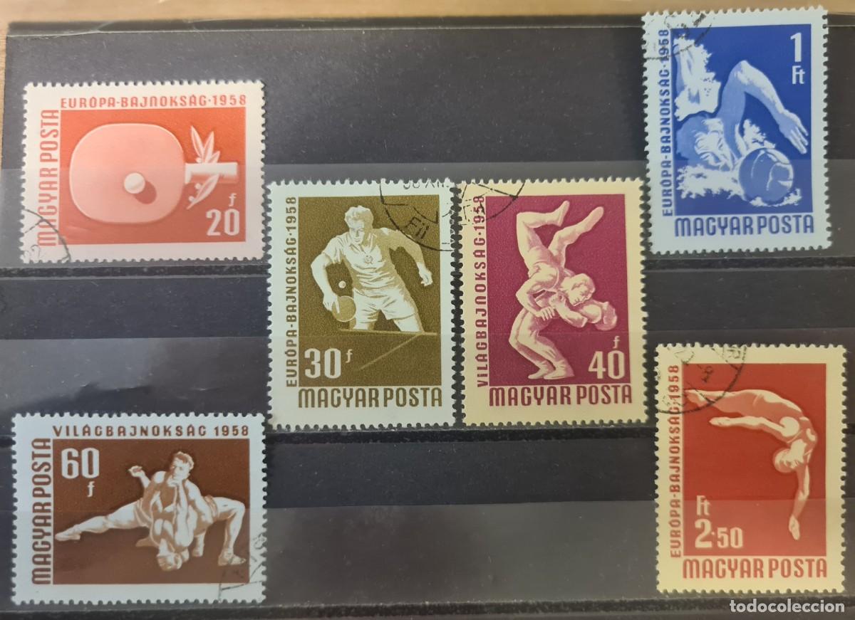 Stamps: Serie de sellos usados de Hungr&iacute;a 1958: Campeonato Deportivo de Europa