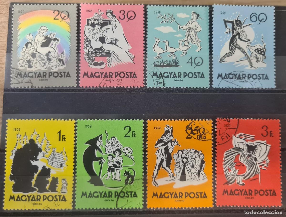 Sellos: Serie completa de sellos usados de Hungr&iacute;a 1959: F&aacute;bulas