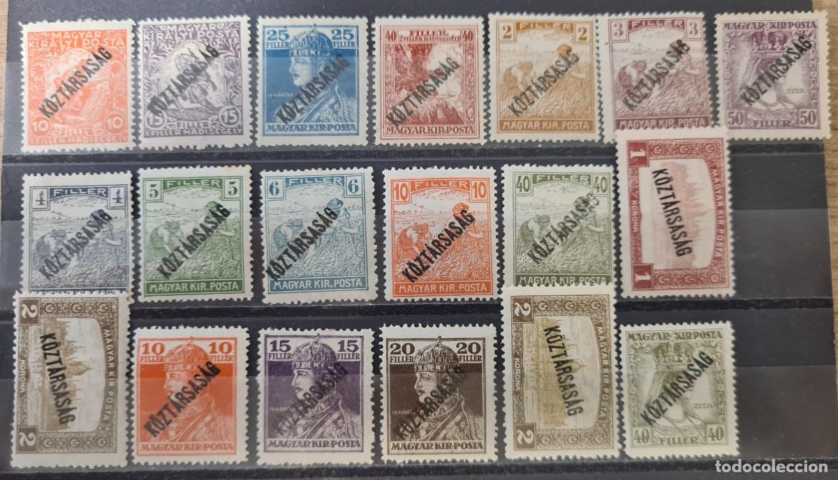 Sellos: Serie de sellos de Hungr&iacute;a 1918: sobrecargados Koztarsasag