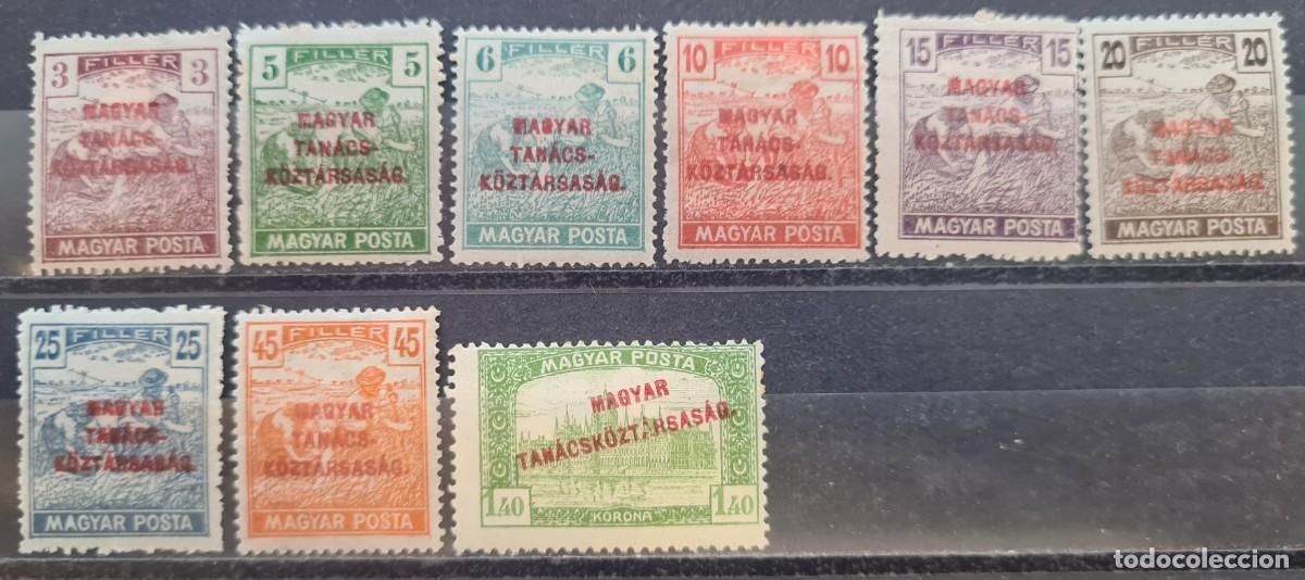 Sellos: Serie de sellos de Hungr&iacute;a 1919: sobrecargados con tinta roja