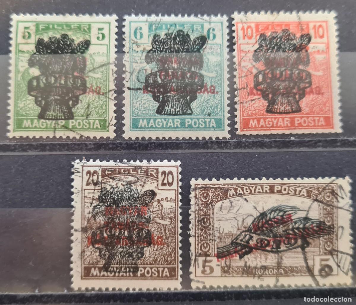 Sellos: Serie de sellos usados de Hungr&iacute;a 1919: sobrecargados
