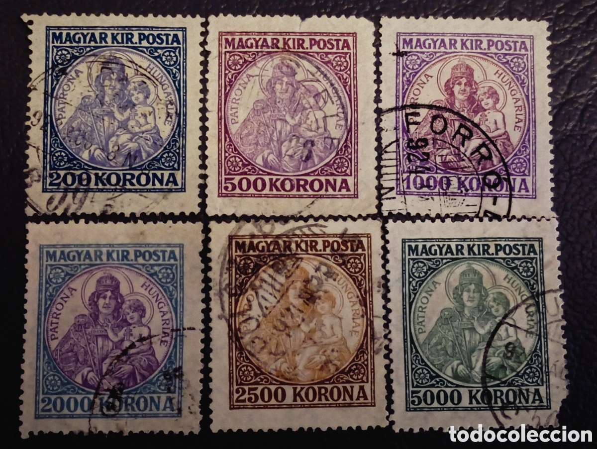 Sellos: Serie Sellos Hungr&iacute;a 1923 - Serie Virgen Patrona Hungariae - Usados (Yvert 360/374)