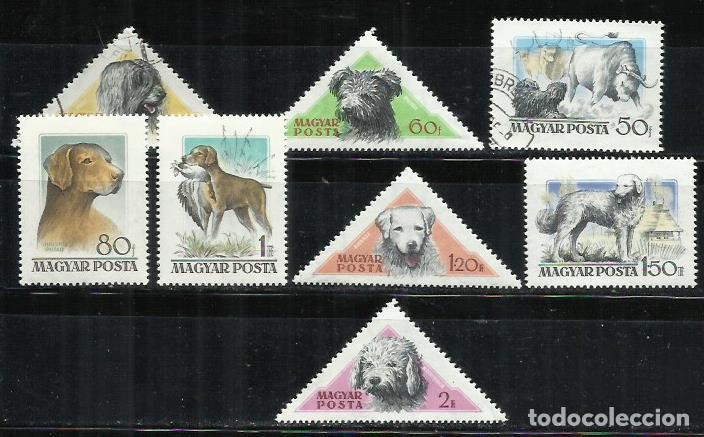 Sellos: 8539E-HUNGRIA SERIE COMPLETA PERROS CANES 1955 N&ordm; 1191/1197 ALGUNO NUEVO.