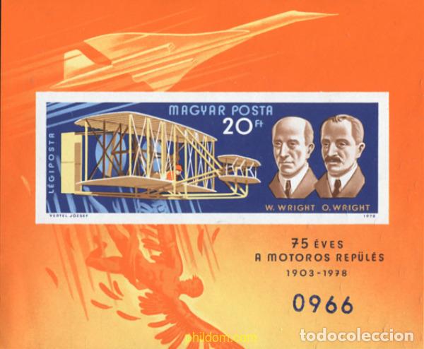 Sellos: 15623 MNH HUNGRIA 1978 75 ANIVERSARIO DEL PRIMER VUELO A MOTOR