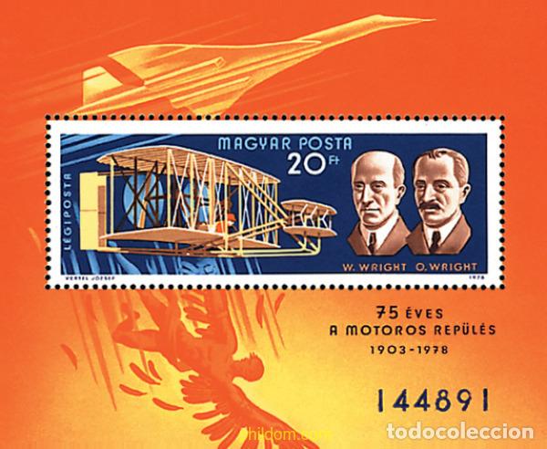 Sellos: 64144 MNH HUNGRIA 1978 75 ANIVERSARIO DEL PRIMER VUELO A MOTOR