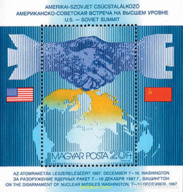 Sellos: 42084 MNH HUNGRIA 1987 CONFERENCIA USA-URSS SOBRE DESARME DE MISILES NUCLEARES