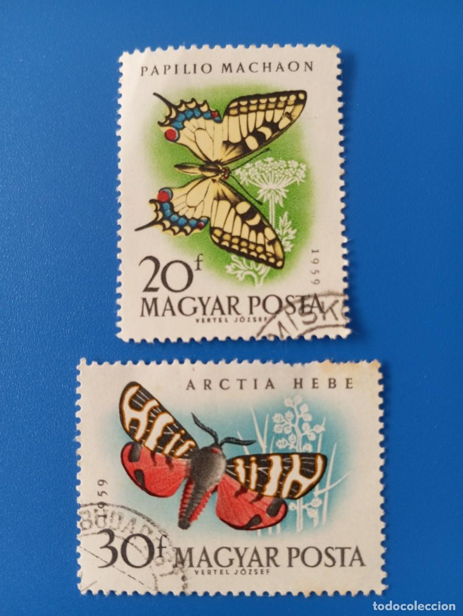 Sellos: HUNGR&Iacute;A, 1959, MARIPOSAS, YT 1321/2