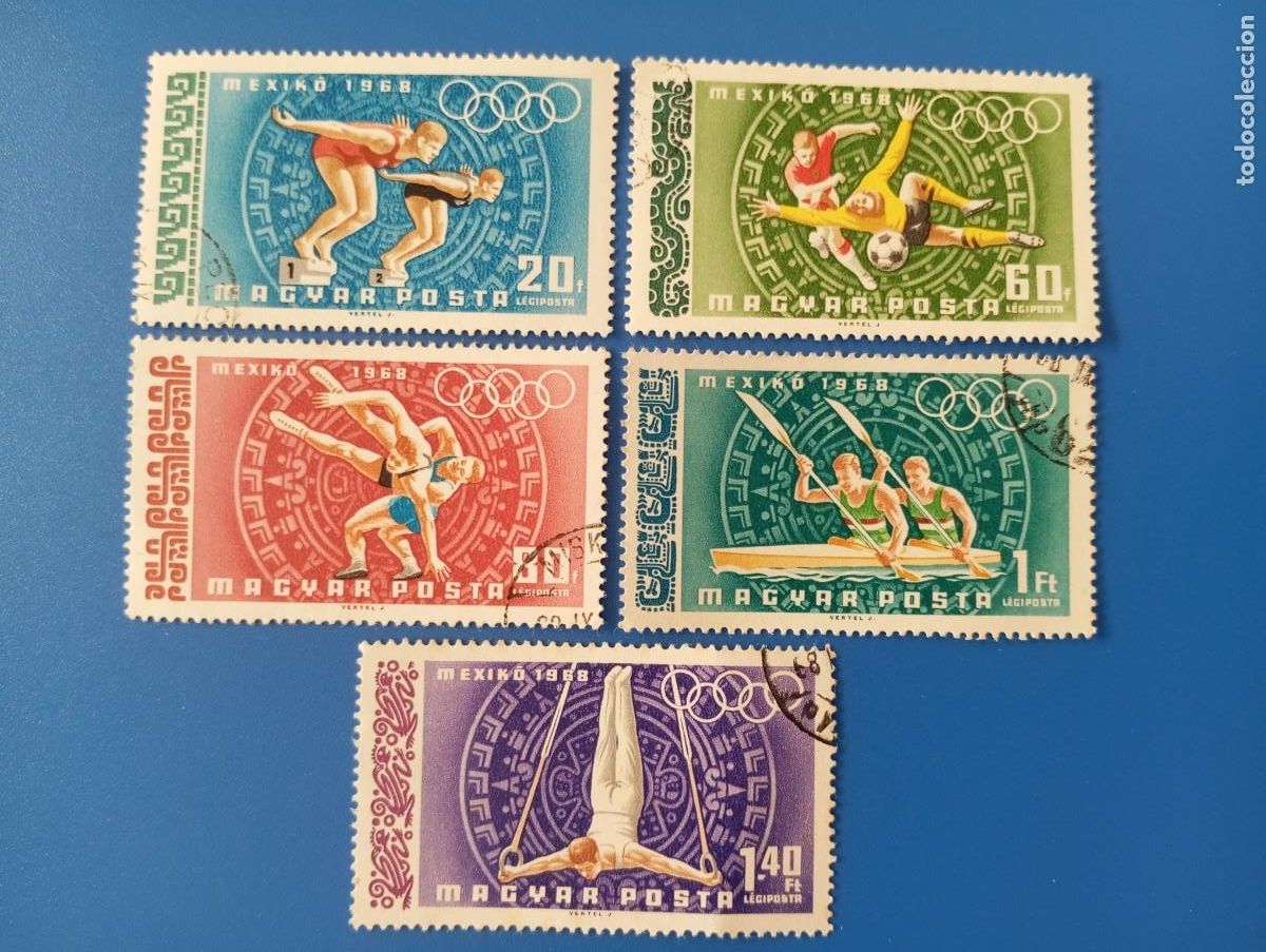 Sellos: HUNGR&Iacute;A, 1968, A&Eacute;REOS, OLIMPIADAS DE M&Eacute;XICO, YT 301 Y SS