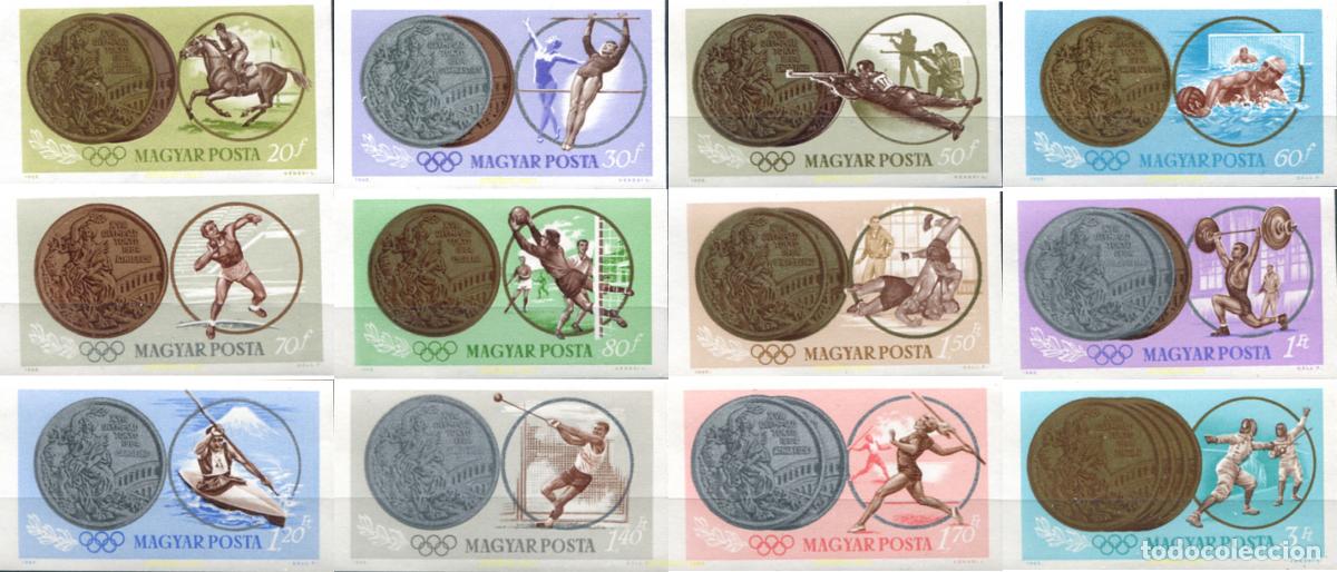 Sellos: 15545 MNH HUNGRIA 1965 MEDALLAS HUNGARAS DE LOS JUEGOS DE LA 18 OLIMPIADA. TOKIO 1964