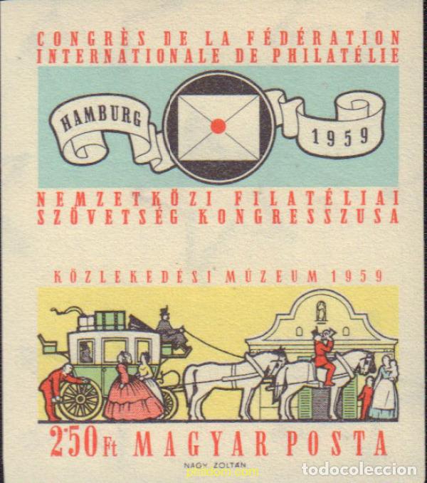 Sellos: 15494 MNH HUNGRIA 1959 CONGRESO DE LA FEDERACION INTERNACIONAL DE FILATELIA EN HAMBURGO