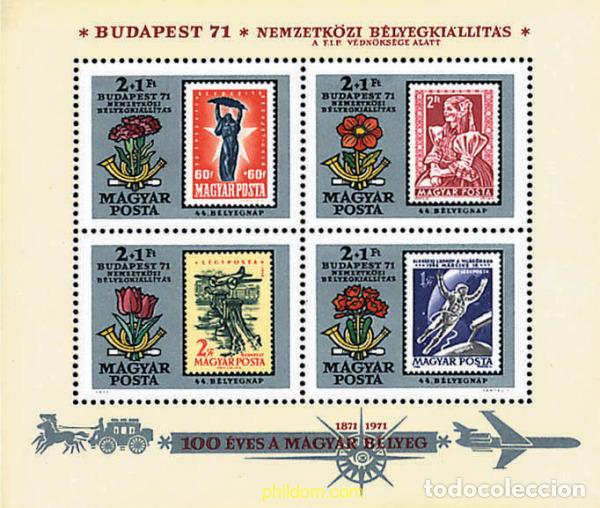 Sellos: 95833 MNH HUNGRIA 1971 BUDAPEST 71. EXPOSICION FILATELICA INTERNACIONAL. CENTENARIO DEL SELLO HUNGA
